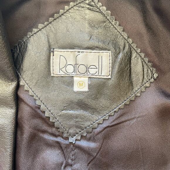 VTG Rafael Whimsy Goth Open Front Dolman Sleeve Retro Leather Jacket Medium - Picture 6 of 10